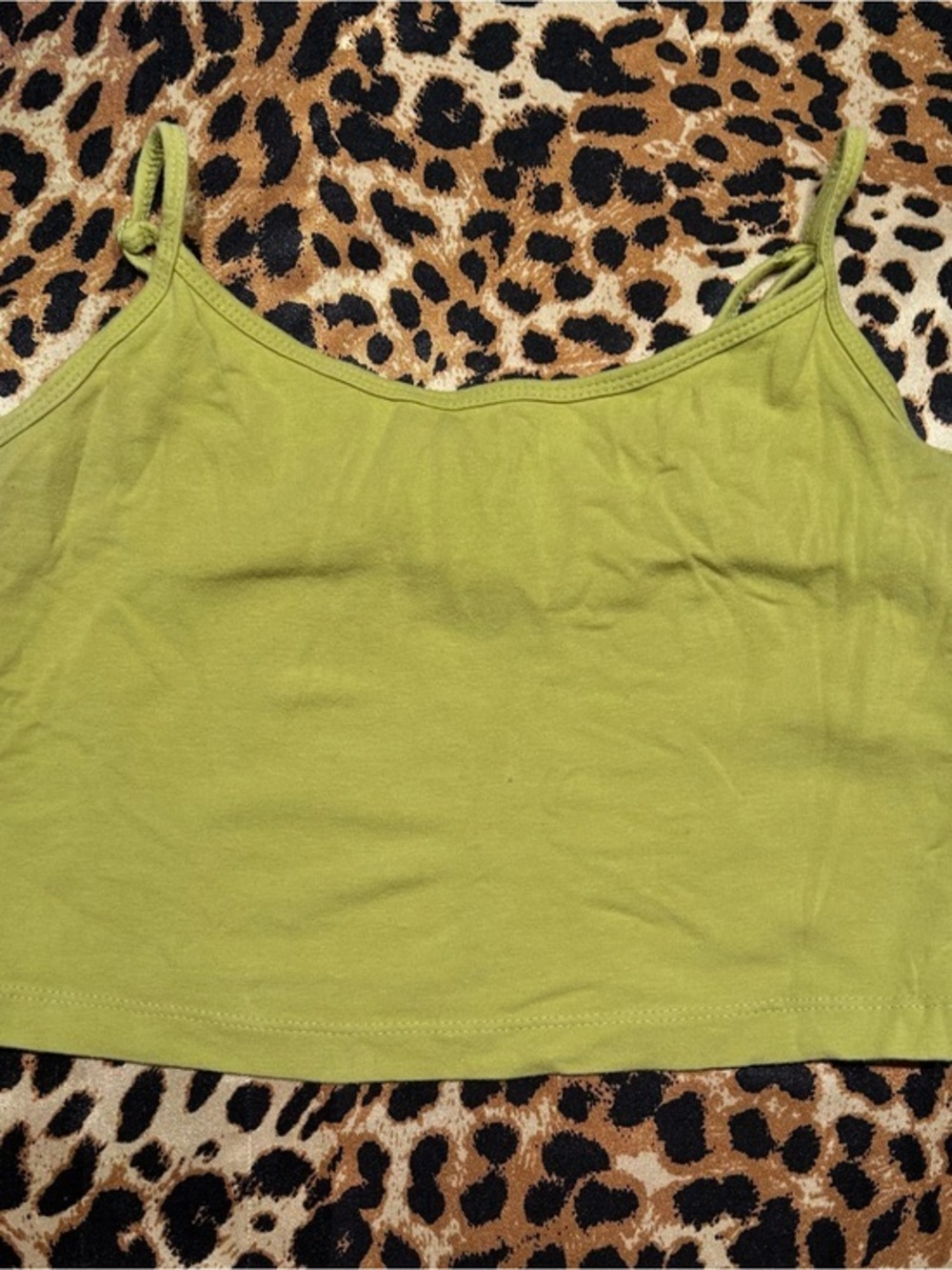 Forever 21 Green Cropped Camisole Tank Top with Adjustable Straps